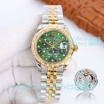 Swiss Copy Rolex 31 Datejust Green Floral Face Jubilee Strap